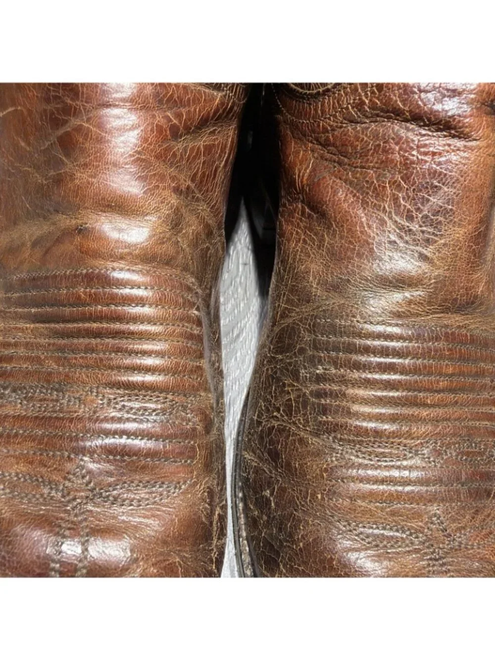Lucchese 1883 Distressed Brown Leather Snip Toe Western Cowboy Boots Men 10.5 D